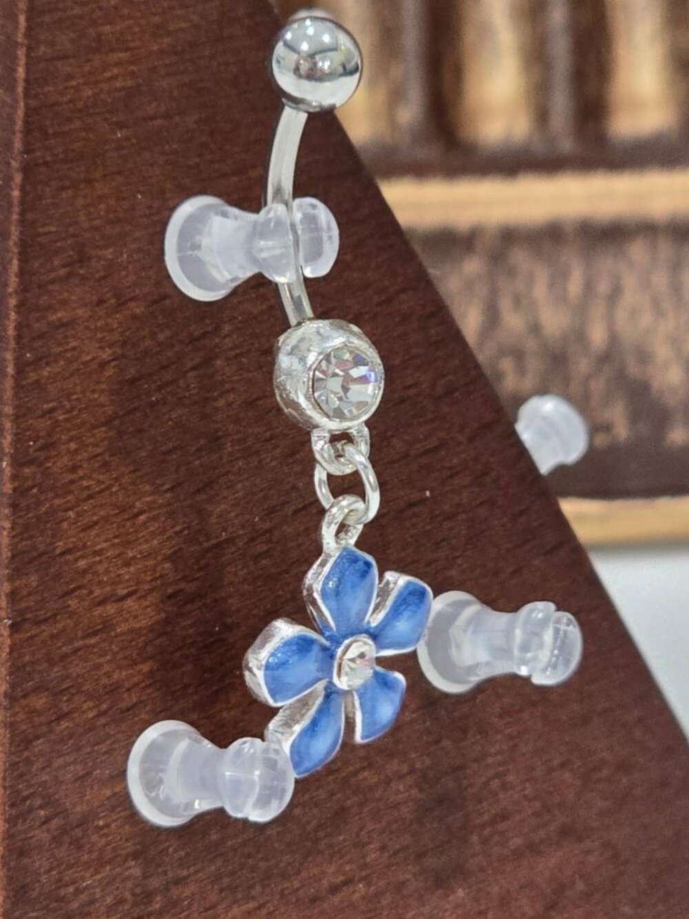 Painful Pleasures ✦ Blue Enamel Flower Navel Ring ✦ 14G Surgical Steel NWT - Picture 2 of 5